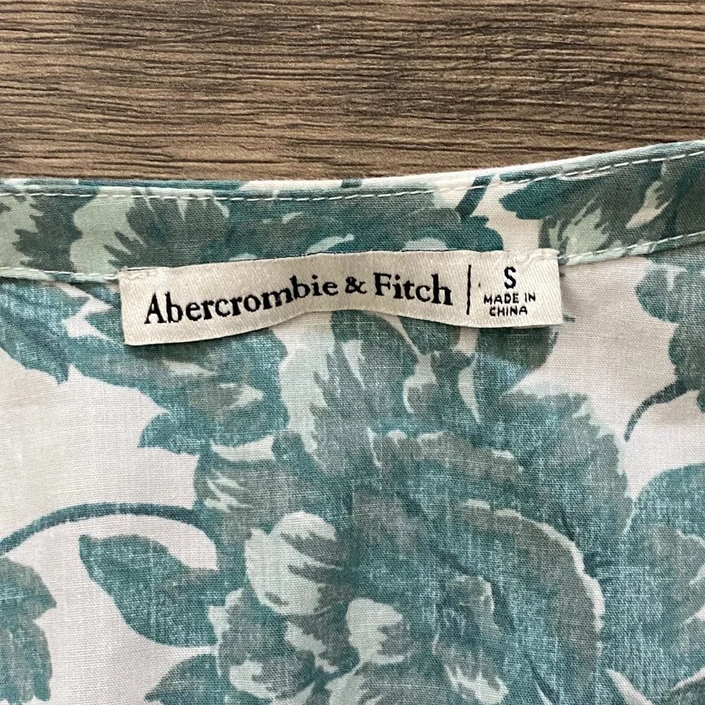 Abercrombie 3/4 Sleeve Tie Front Poplin Top Floral Resort Spring Break Vacation - Picture 4 of 5